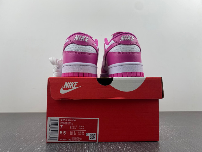 nike dunk low active fuchsia pink white gs fj0704-100