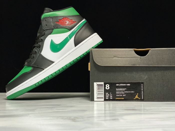 air jordan 1 mid black green white 554724-067
