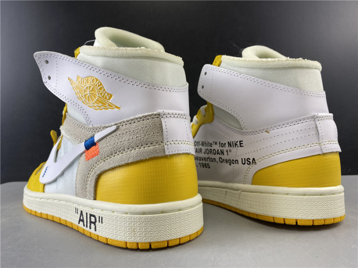 off white x air jordan 1 retro high og "canary yellow" aq0818-149