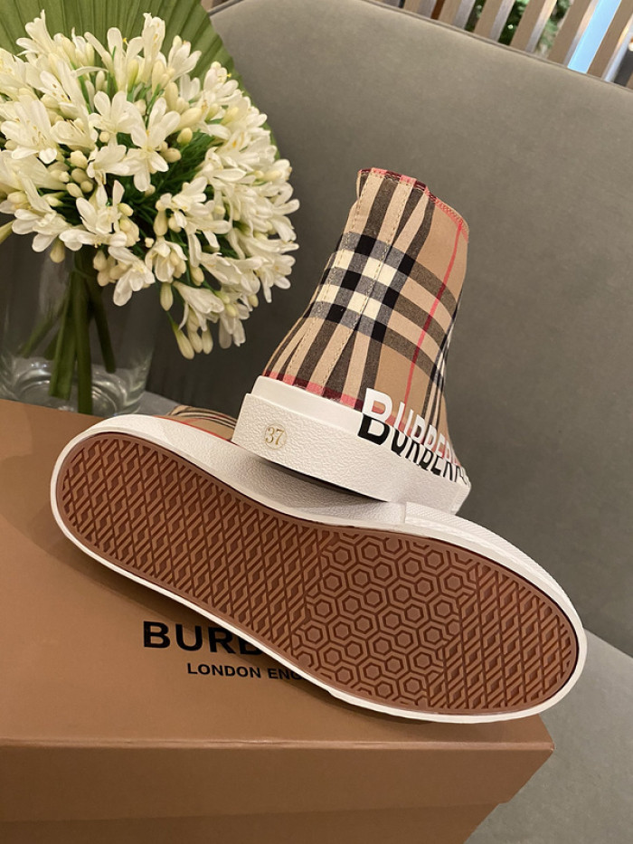 Bur*berry Vintage Check Cotton High-top Sneakers