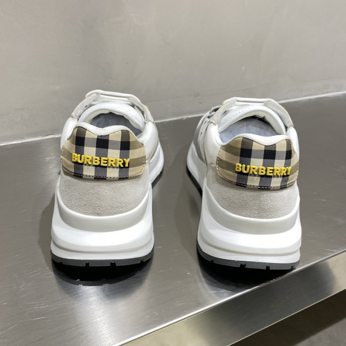 B**rry vintage check, leather and mesh sneakers