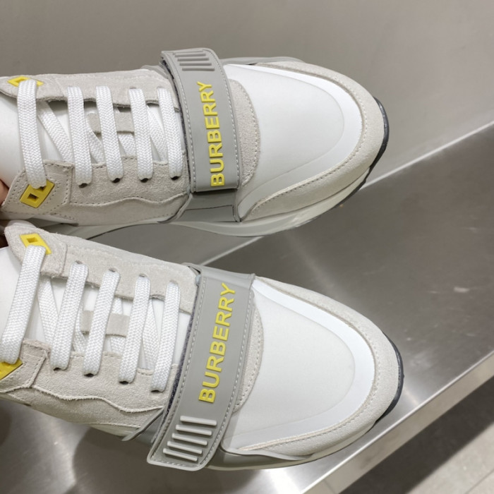 B**rry vintage check, leather and mesh sneakers