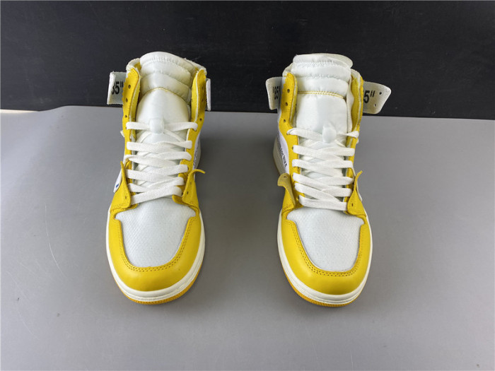 off white x air jordan 1 retro high og "canary yellow" aq0818-149