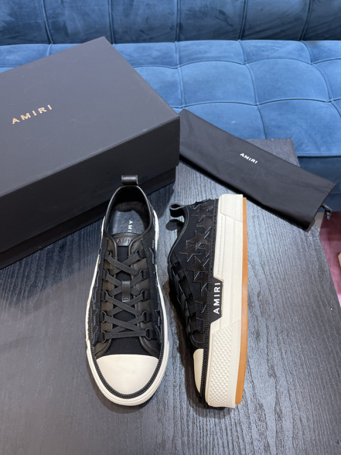 amiri* appliquéd leather and canvas sneakers