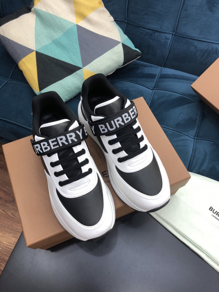 B**rry vintage check, leather and mesh sneakers
